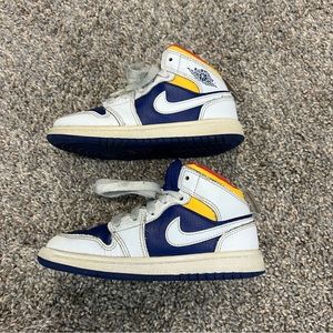 Nike air Jordan 1 mid toddler 11c white royal blue orange sneakers streetwear